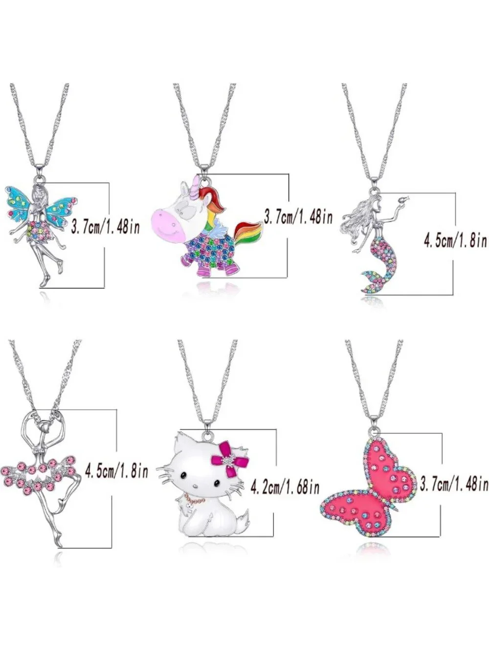 Adorable Pastel Crystal Necklaces for Teens - Unicorn & Fairy Gifts, Dainty Set
